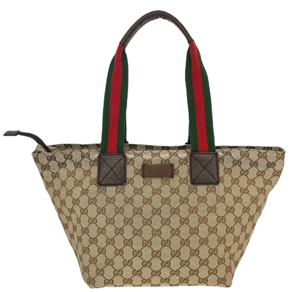 ❤️ Authentic Gucci  Canvas Tote Web Handle Red & Green Handle ❤️